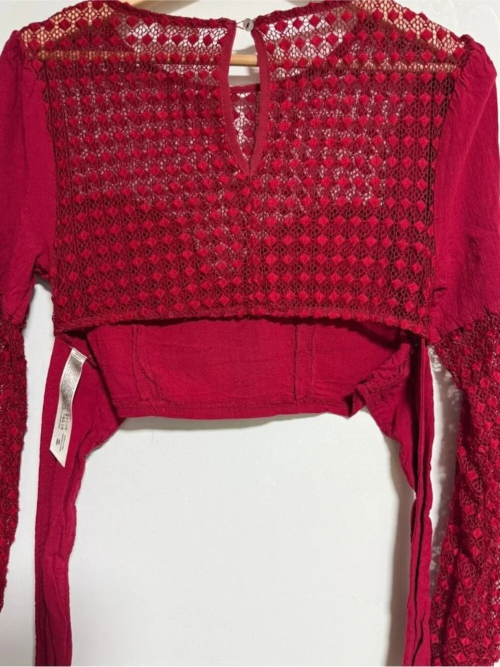 Free People Intimately Lace Tie Back Crop Top Red Size XS